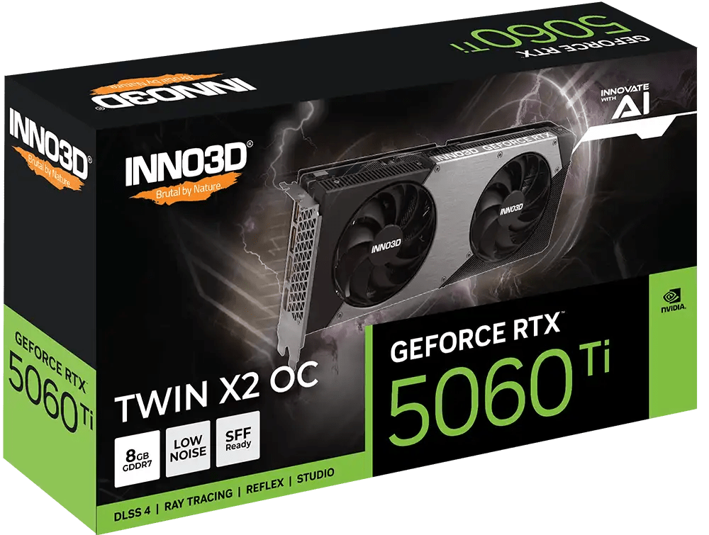 INNO3D GeForce RTX™ 5060 Ti 8GB TWIN X2 OC Graphic Card | N506T2 - 08D7X - 193075N - 8886307700742 - Vektra Computers LLC INNO3D GeForce RTX™ 5060 Ti 8GB TWIN X2 OC Graphic Card | N506T2 - 08D7X - 193075N - 8886307700742 - Vektra Computers LLC